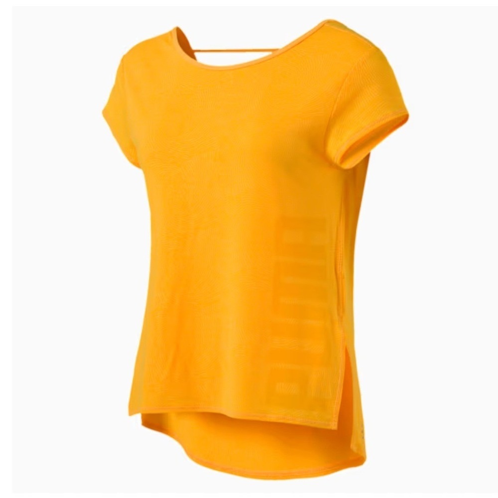 PUMA Dancer Draped T-Shirt Women Medium Orange Relaxed Open Back DryCell Active